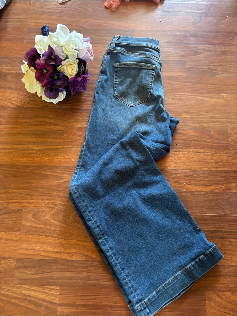 Lands' End Dark Blue Wide-Leg Jeans